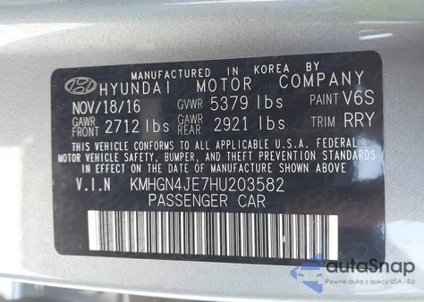 2017 Genesis G80 3.8 from USA, damaged, VIN KMHGN4JE7HU203582